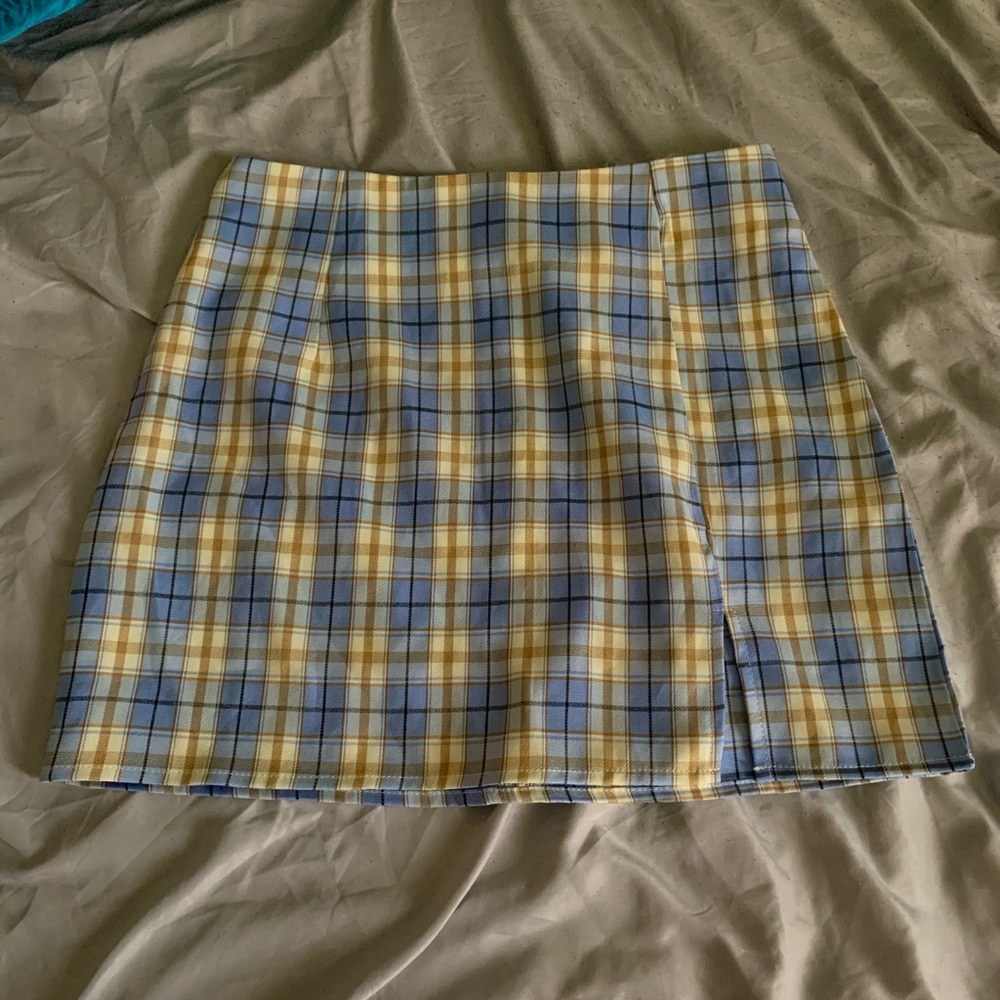 💛Blue & Yellow Plaid Pencil Skirt🩵